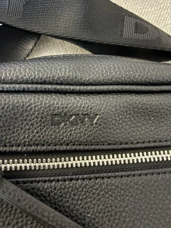 DKNY Black Pebbled Leather Belt Bag with Logo Strap - Picture 4 of 7